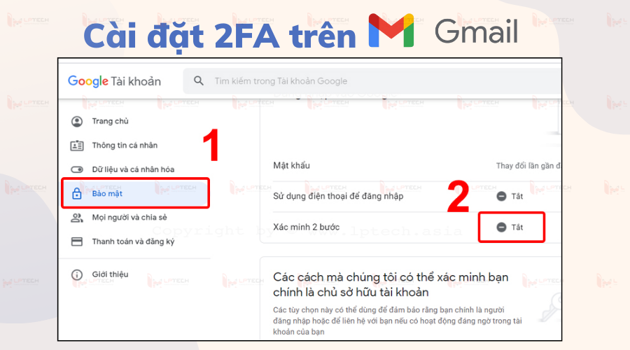 Hướng dẫn cài đặt 2FA trên Gmail